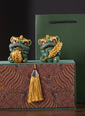 青砂石祝福国潮桌面醒狮百财大卖