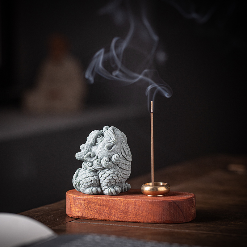 青砂石招财新中式家居小貔貅摆件