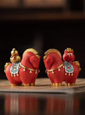 创意可旋转福禄福袋马桌面摆件家居客厅玄关装饰品马上发财送礼品