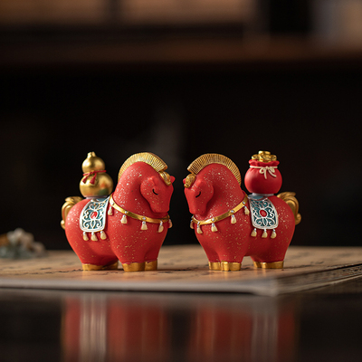 创意可旋转福禄福袋马桌面摆件