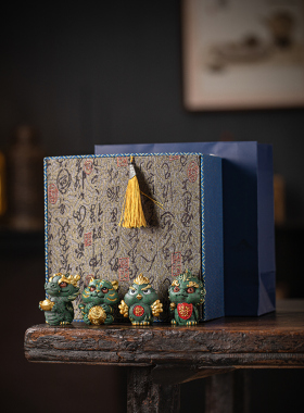 国潮文创中式四大神兽招财青龙白虎朱雀玄武桌面玄学镇纸装饰礼物