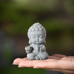 创意宝宝佛如来小摆件可爱笑佛Q版卧佛盆栽园艺景观客厅桌面装饰