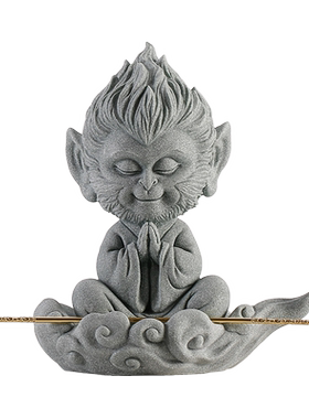 瓷水陶清青砂石齐天大圣摆件