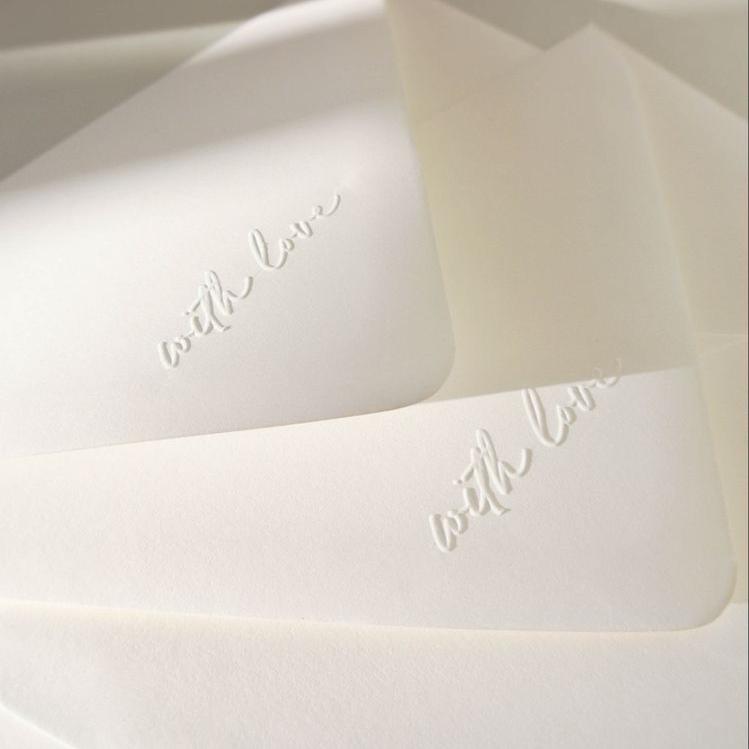 婚礼邀请再生纸邀请函请柬喜帖简单高级简约黑白素色信封定制凸版