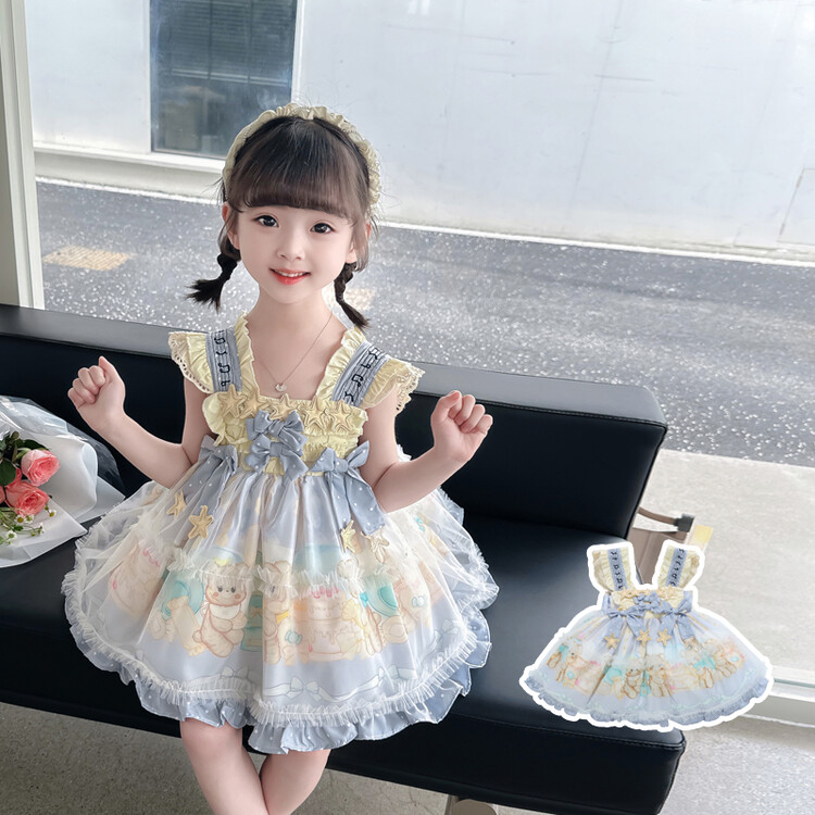 儿童洛丽塔公主裙女童吊带连衣裙夏季宝宝萝莉塔裙子中式生日礼服