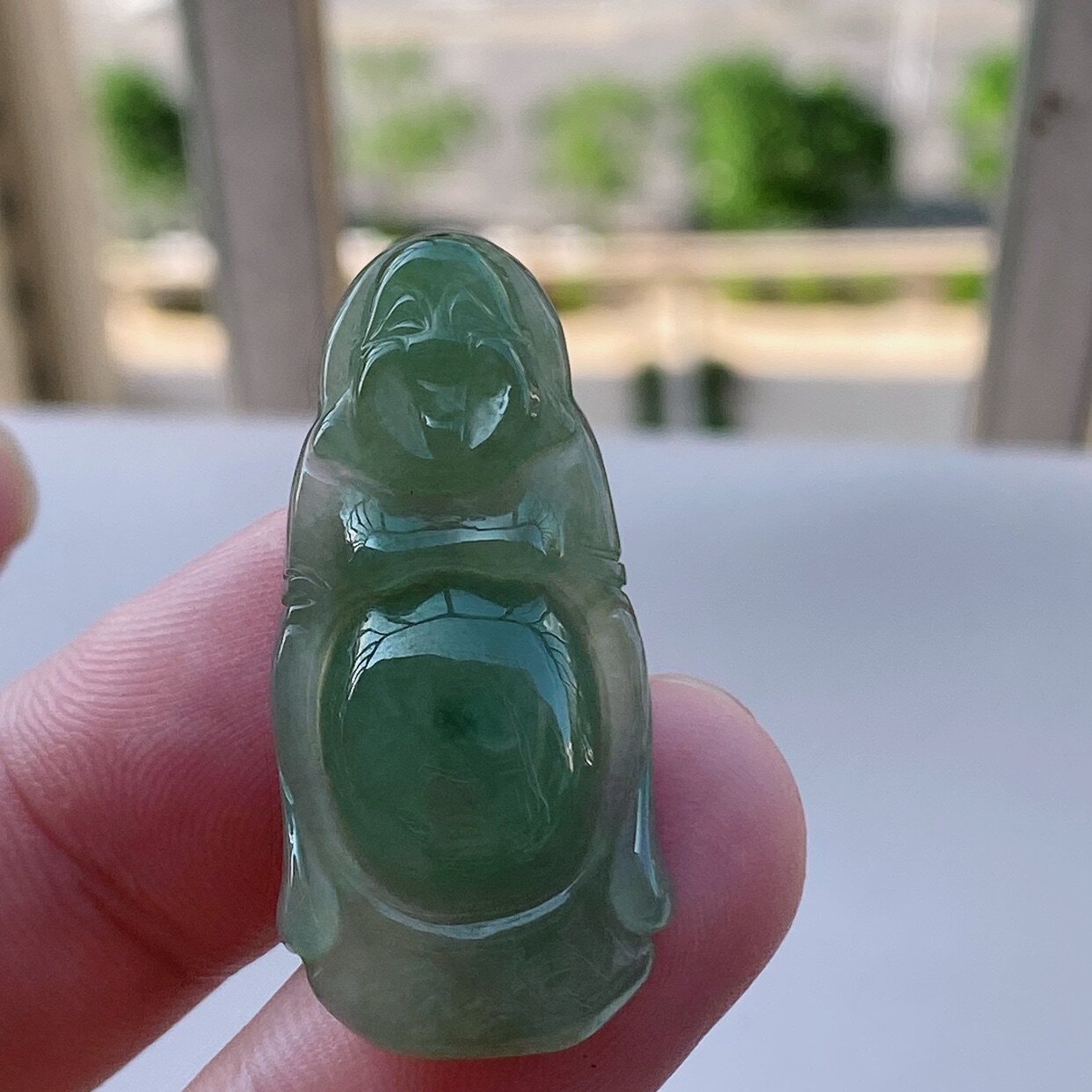 水头足手工雕刻正装精雕佛公老坑送A货颈饰玉坠玉冰种吊坠翡翠