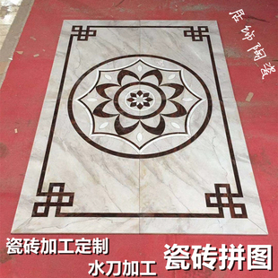 瓷砖水刀加工客厅大理石拼图走廊电梯拼花定制玄关过道背景墙地砖