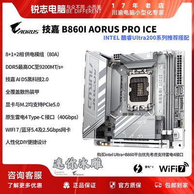技嘉B860IITX主板冰雕套装265K