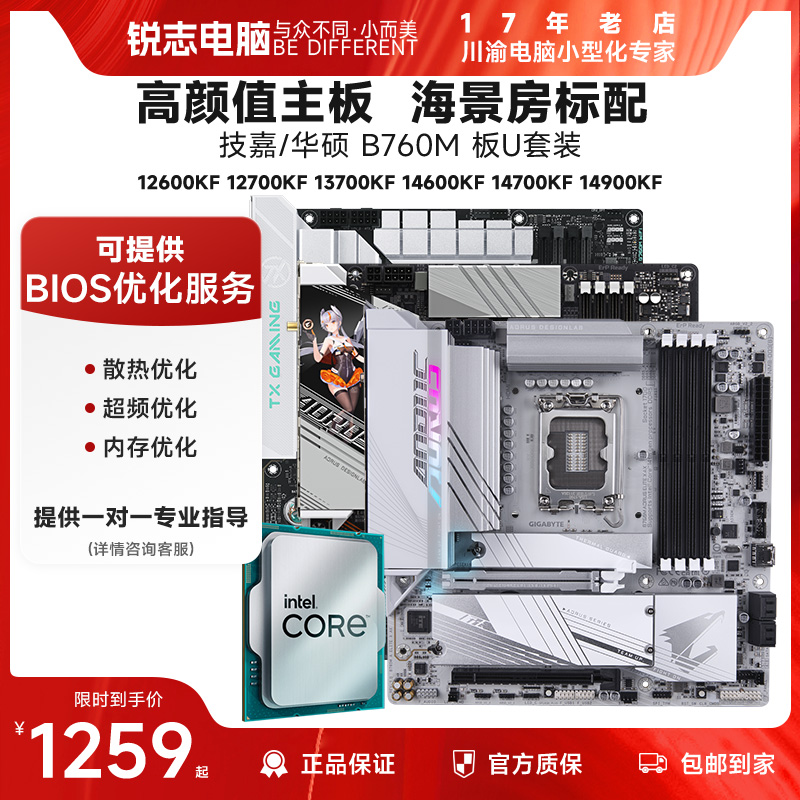 华硕 技嘉 B760M 天选TX 小雕 雕妹 12600KF 全白色 主板CPU套装