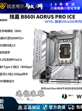 技嘉B860I AORUS PRO ICE ITX主板白色冰雕推荐270K PLUS国行