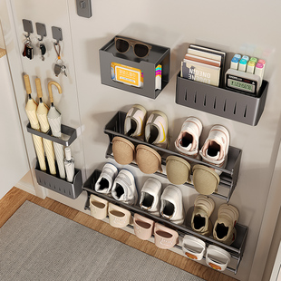 磁吸拖鞋挂架入户门后门口玄关免打孔鞋架门上壁挂式鞋子多层收纳