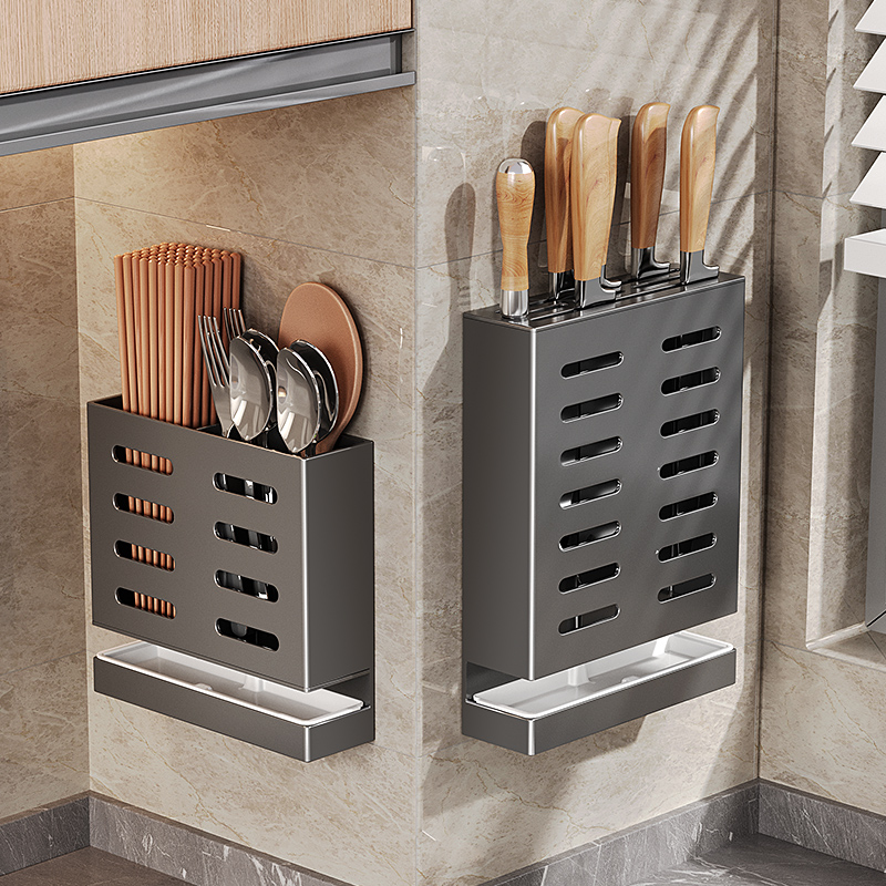 厨房刀架壁挂式打孔用品收纳