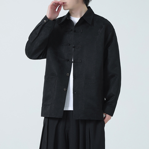 2025秋冬新款夹克风复古盘扣汉服唐装外套男长袖衬衫1198-P98图片