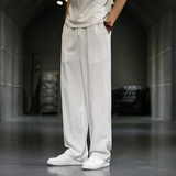 直筒裤男夏季冰丝裤日系休闲裤纯色水洗百搭拖地裤子8059-p65，男装休闲裤，电商A016