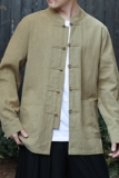 风外套春夏棉麻汉服开衫唐装大码亚麻纯色长袖衬衫男1180-P95，男装衬衫，电商A016