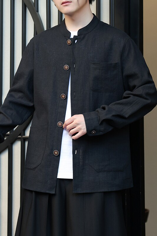 2025男女新款秋冬季夹克棉麻外套大码宽松汉服立领长袖衫1177-P85,男装夹克,电商A016