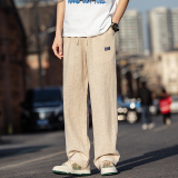 风亚麻裤男夏款黑白色长裤棉麻休闲直筒裤子DSA016-8209-P75，男装休闲裤，电商A016