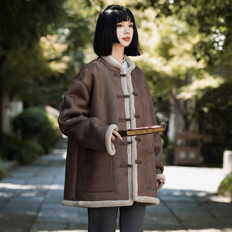男女皮毛一体外套冬季大码加绒加厚棉衣新中式棉服唐装1203-P158,男装棉衣,电商A016