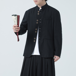 风外套夹克大码中式长袖衬衫亚麻西服男装DSA016-1178-P120图片
