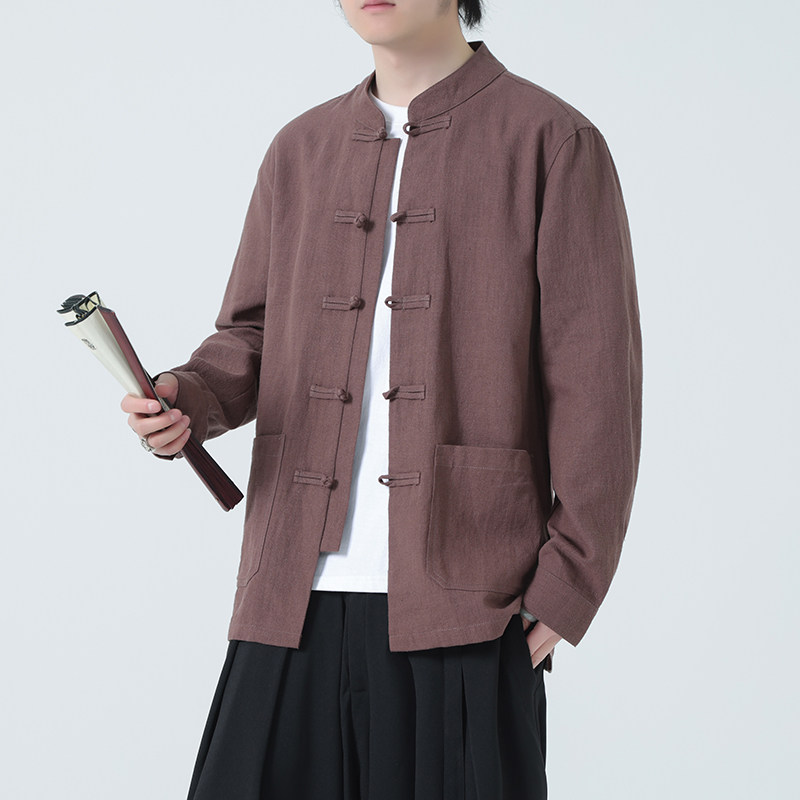 风外套汉服大码开衫夹克亚麻立领长袖衬衫男DSA016-1180-P95图片