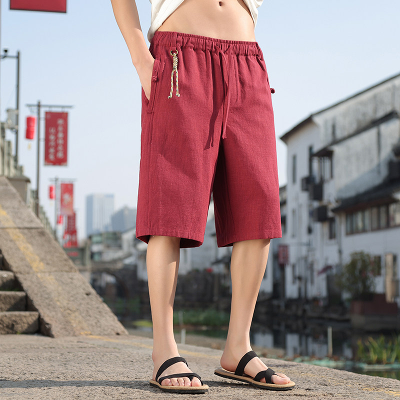 亚麻短裤风休闲裤夏季纯色棉麻直筒五分裤子DSA016-8231-p58,男装牛仔裤,电商A016