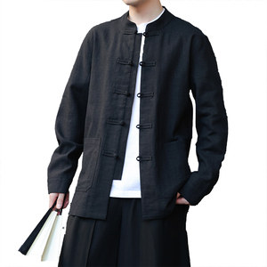 风亚麻外套2025春汉服棉麻夹克新中式立领长袖衬衫男1180-P95图片