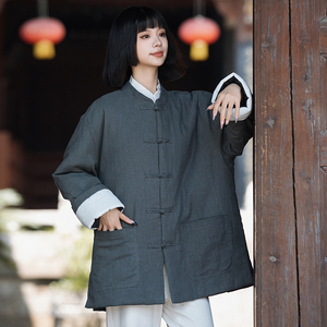 风棉衣男款女模大码棉麻休闲夹克保暖棉袄外套汉服1181-P145图片
