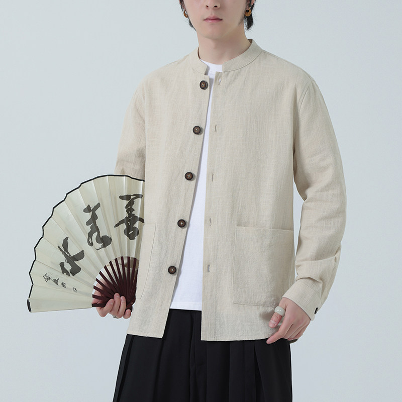 风亚麻外套开衫夏季新中式长袖衬衫男装西服DSA016-1176-P90,男装西服,电商A016