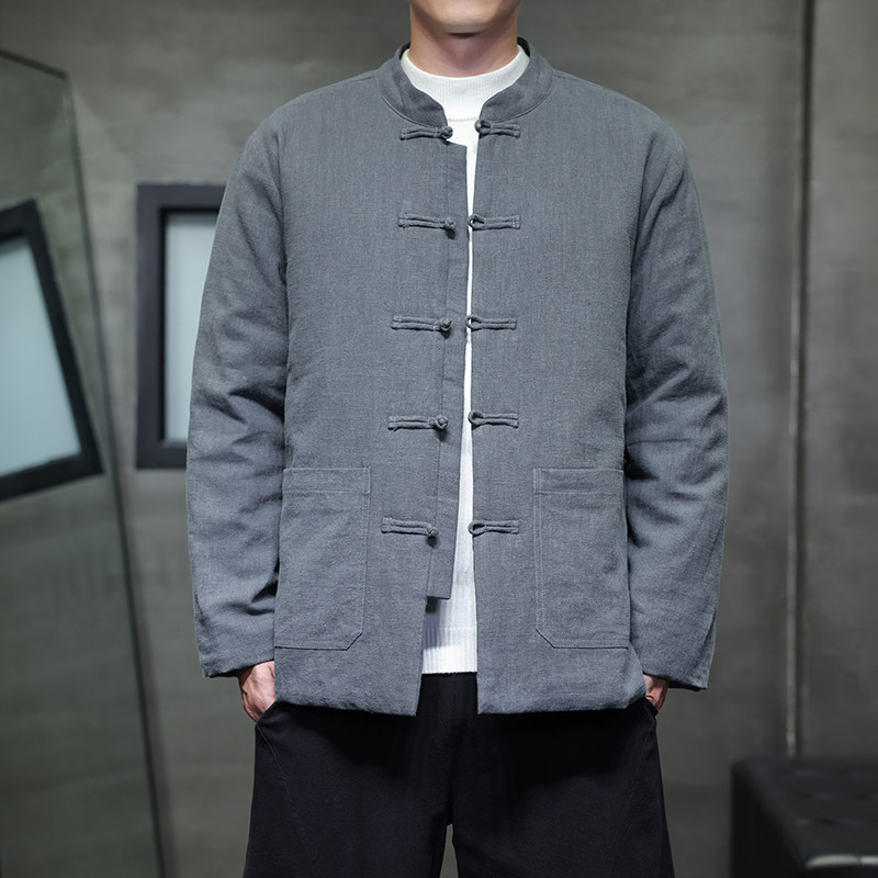 风棉衣男模3冬款大码棉麻休闲夹克保暖棉袄外套唐装1181-P145图片