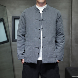 风棉衣男模3冬款大码棉麻休闲夹克保暖棉袄外套唐装1181-P145图片