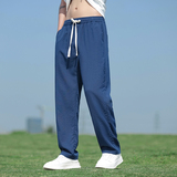 风冰丝棉麻长裤男夏季薄款宽松直筒裤垂感休闲裤子8262-P55，男装休闲裤，电商A016