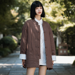 风棉衣男款女模大码棉麻休闲夹克保暖棉袄外套汉服1181-P145图片