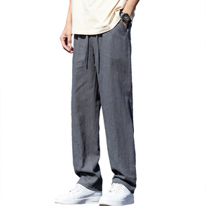 休闲裤2025男春夏款亚麻裤风直筒裤纯色百搭棉麻长裤8233-P80图片
