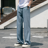 风休闲裤夏季男款亚麻长裤大码纯色直筒拖地裤子8263-P50控78，男装休闲裤，电商A016