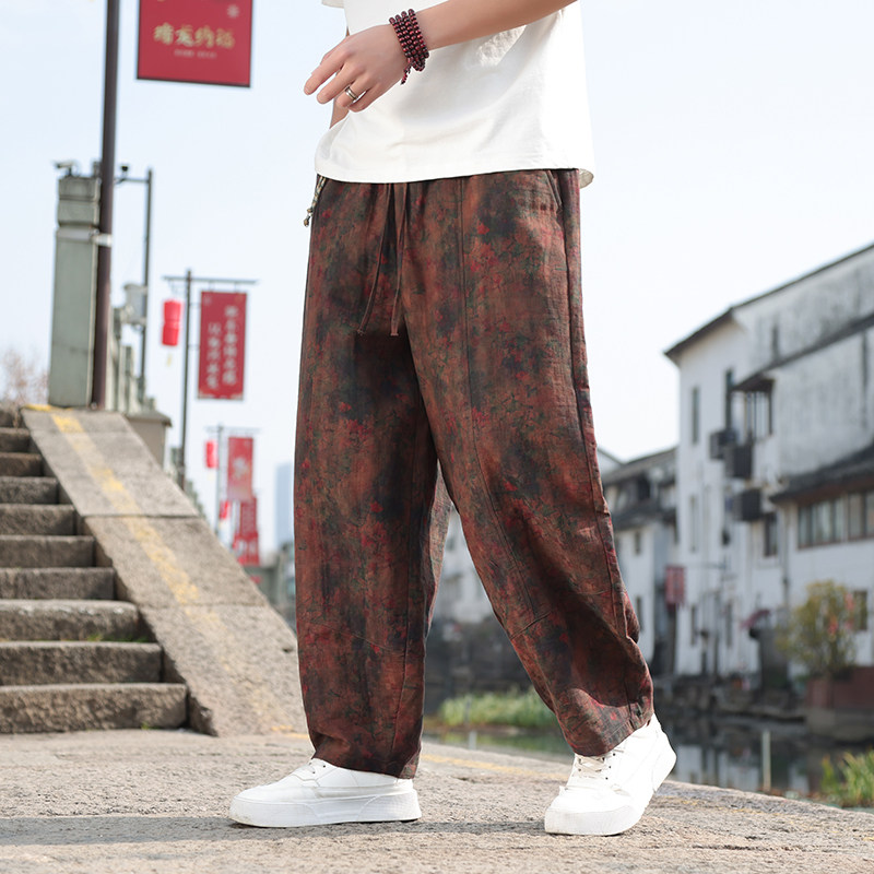 风男长裤新款休闲裤哈伦裤子直筒大码纯棉九分裤A016-8256P75,男装休闲裤,电商A016