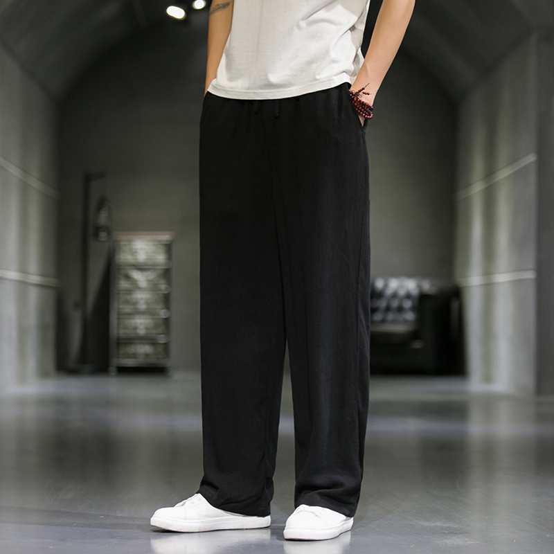 直筒裤男夏季冰丝裤日系休闲裤纯色水洗百搭拖地裤子8059-p65，男装休闲裤，电商A016