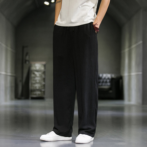 直筒裤男夏季冰丝裤日系休闲裤纯色水洗百搭拖地裤子8059-p65，男装休闲裤，电商A016