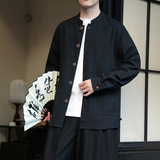 2025男女秋季新款棉麻夹克外套大码宽松汉服立领长袖开衫1176-P85，男装夹克，电商A016