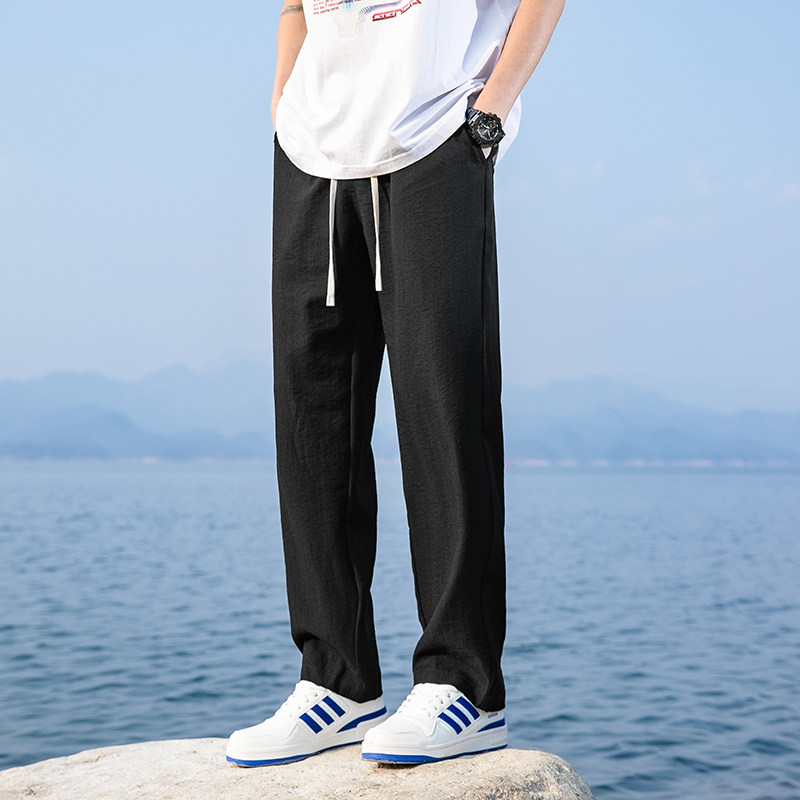 冰丝裤风男裤子夏季纯色休闲裤直筒裤九分裤潮8262-p55,男装休闲裤,电商A016