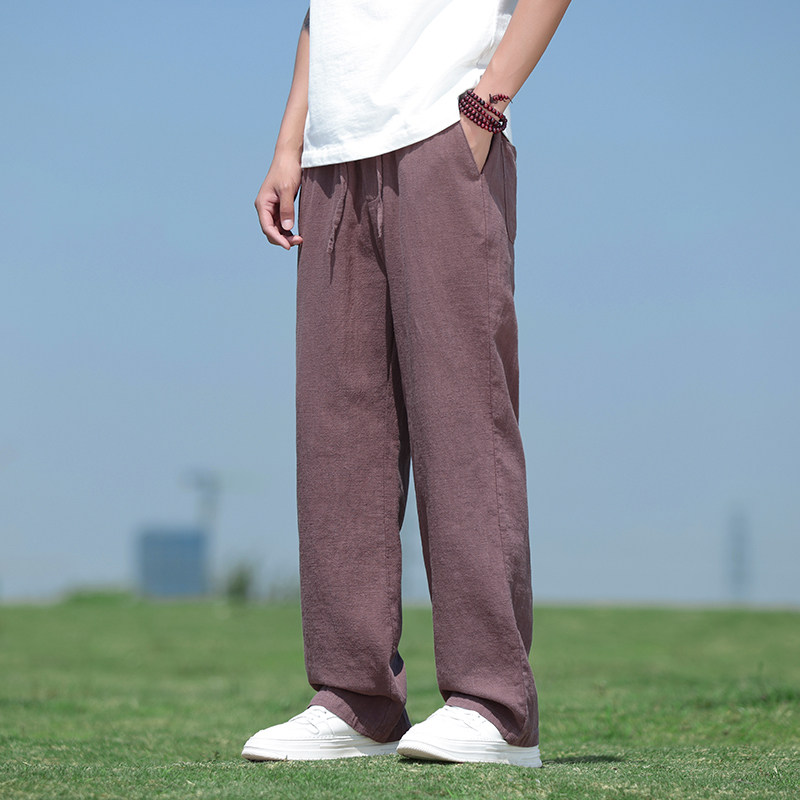 棉麻直筒裤春夏新款阔腿裤男长裤子风大码纯色休闲裤8208-p78,男装休闲裤,电商A016