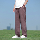 棉麻直筒裤春夏新款阔腿裤男长裤子风大码纯色休闲裤8208-p78，男装休闲裤，电商A016