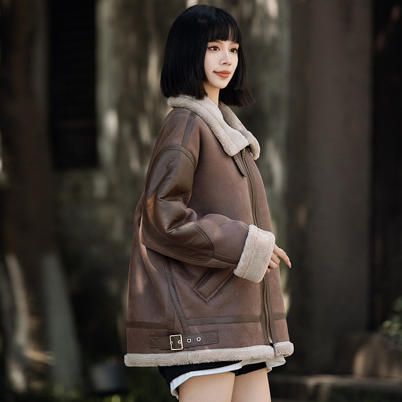 男女款皮毛一体外套冬季加绒加厚羊羔毛夹克外穿棉服1201-P228,男装夹克,电商A016