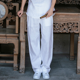 纯亚麻裤夏薄款男长裤休闲直筒裤风大码棉麻裤子8018p100，男装休闲裤，电商A016