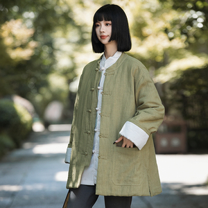 风棉衣男款女模大码棉麻休闲夹克保暖棉袄外套汉服1181-P145图片
