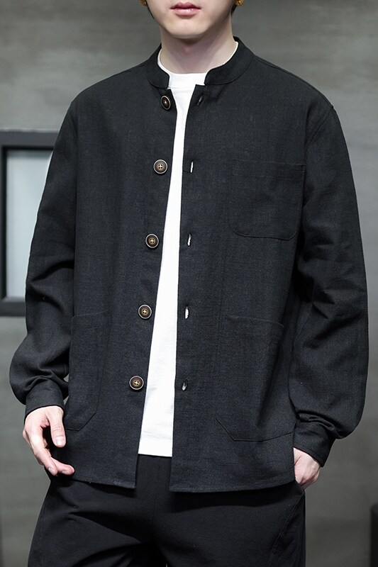 夹克秋冬男女新款长袖外套风大码棉麻上衣休闲汉服1177-P90,男装夹克,电商A016