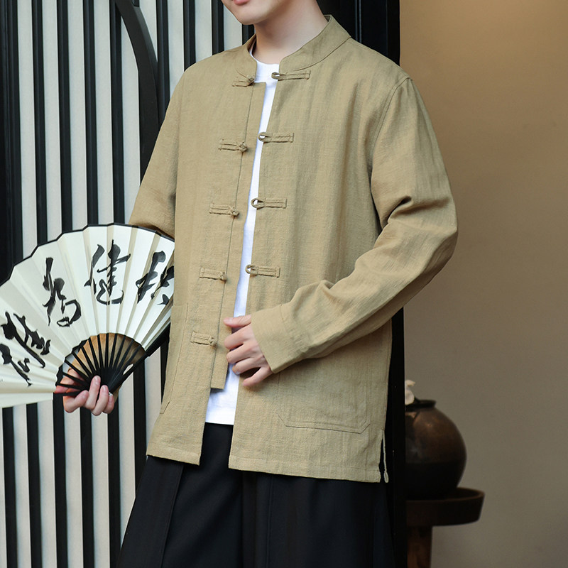 2025男女秋季新款棉麻夹克外套风汉服立领长袖风衣1180-P95图片