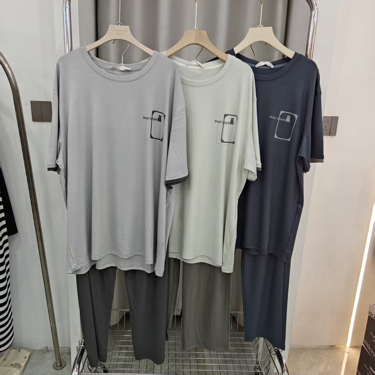 新款短袖长裤圆领男士睡衣柔软舒适宽松休闲宿舍家居服套装86013