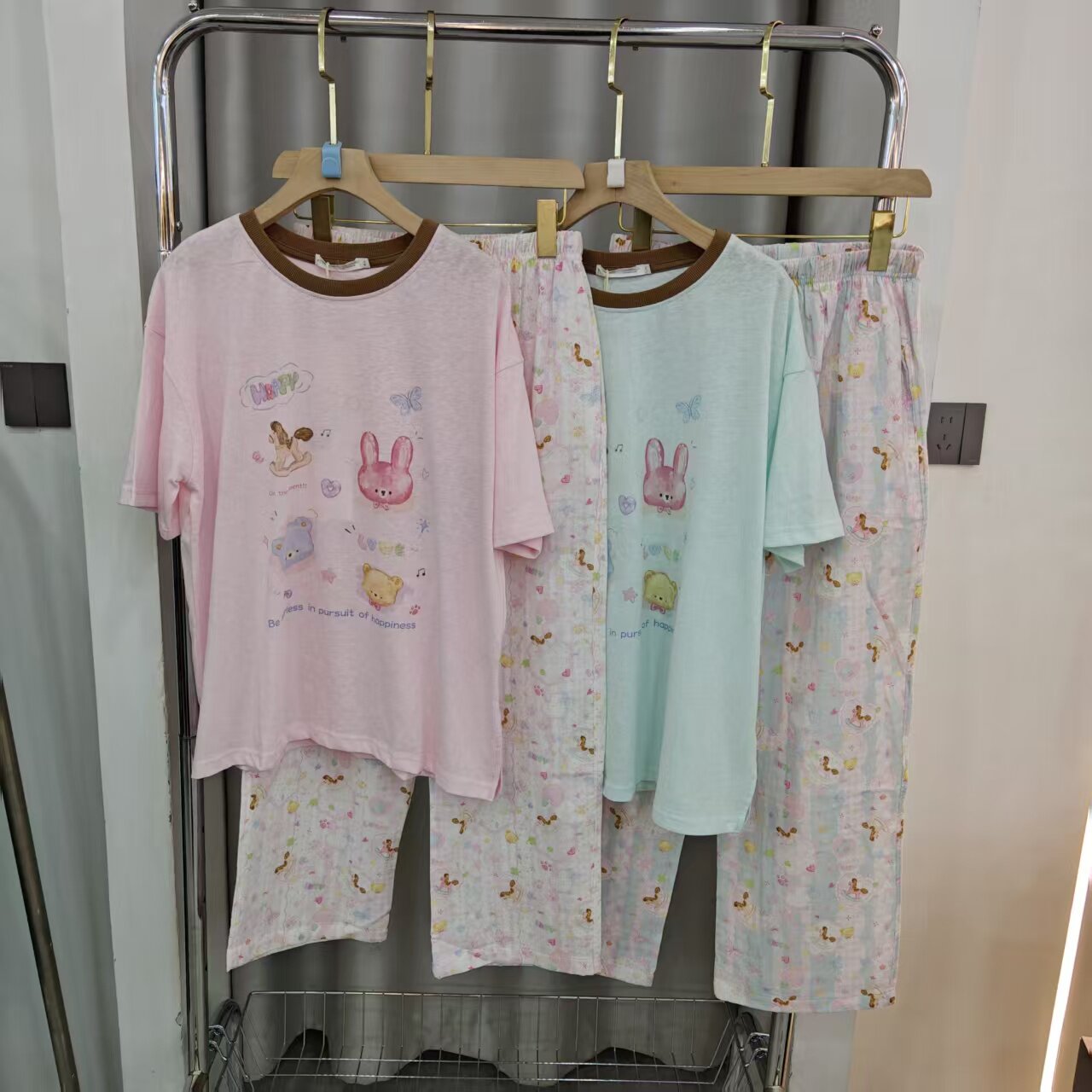 卡通印花女可外穿家居服睡衣套装