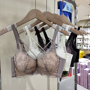 撞色睫毛蕾丝可拆卸美胸带性感女内衣中厚AB杯小胸聚拢文胸罩3338
