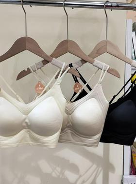云感缎面双肩细带后背交叉美背裹胸固定杯果冻无痕性感文胸65017
